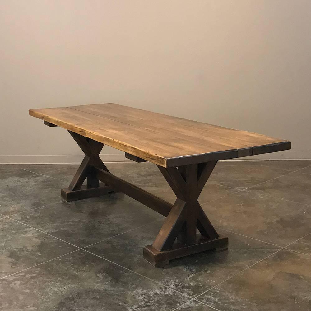 Hand-Crafted Antique Rustic Country French Trestle Table
