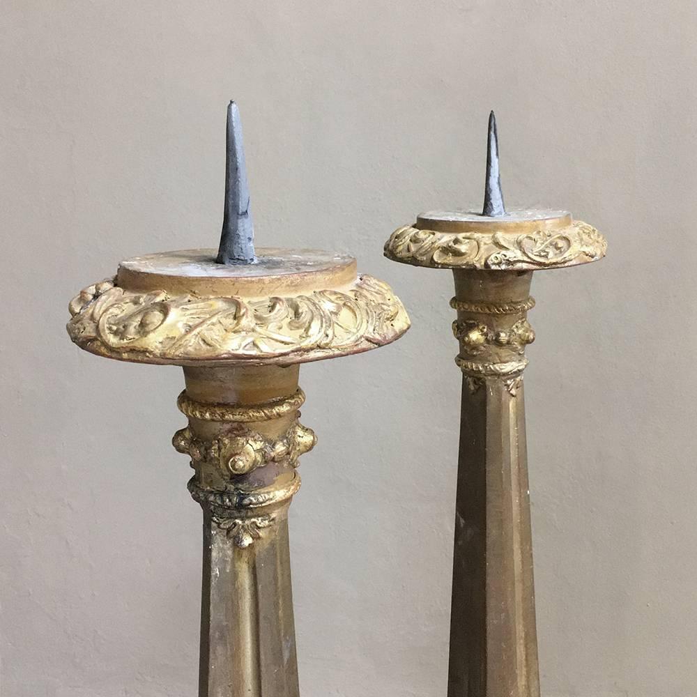 Pair of 19th Century Italian Giltwood Candlesticks 2