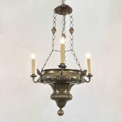19th Century Embossed Brass Gothic Church Chandelier