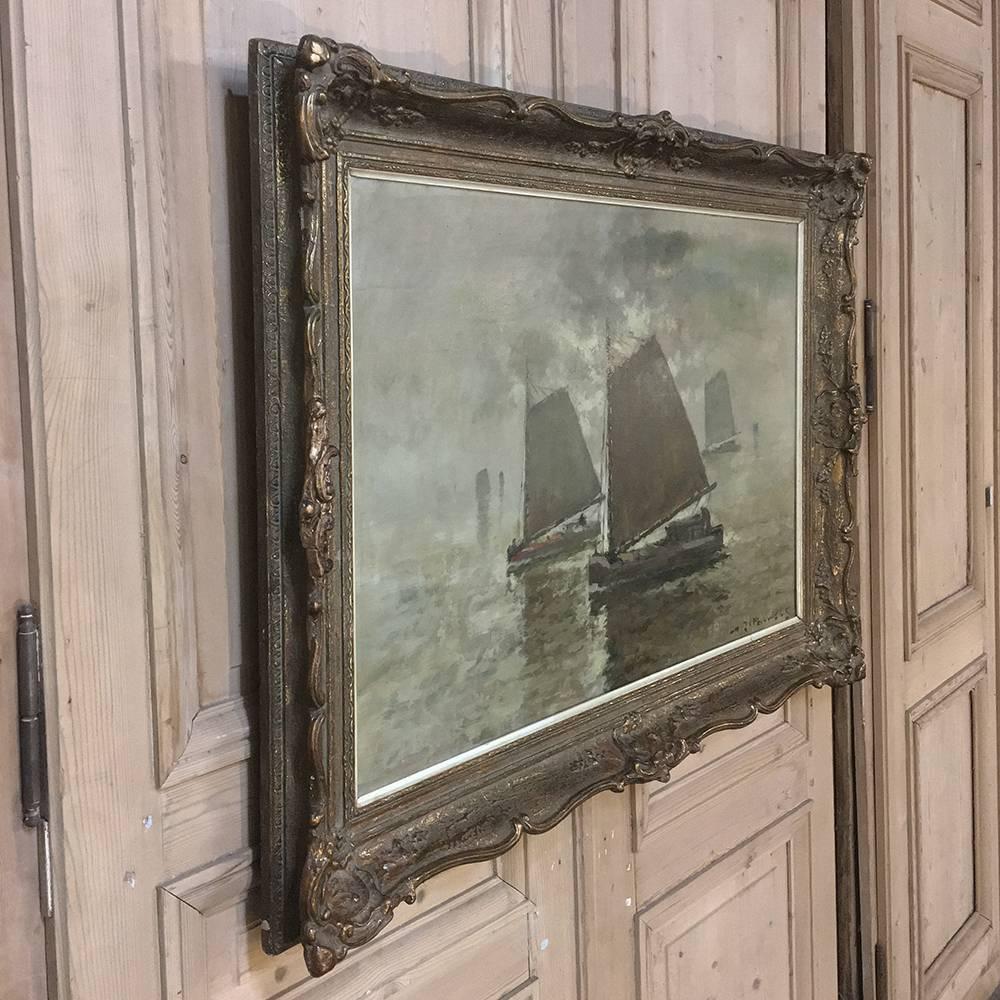 Antique Framed Oil Painting on Canvas by Henri Joseph Pauwels 1