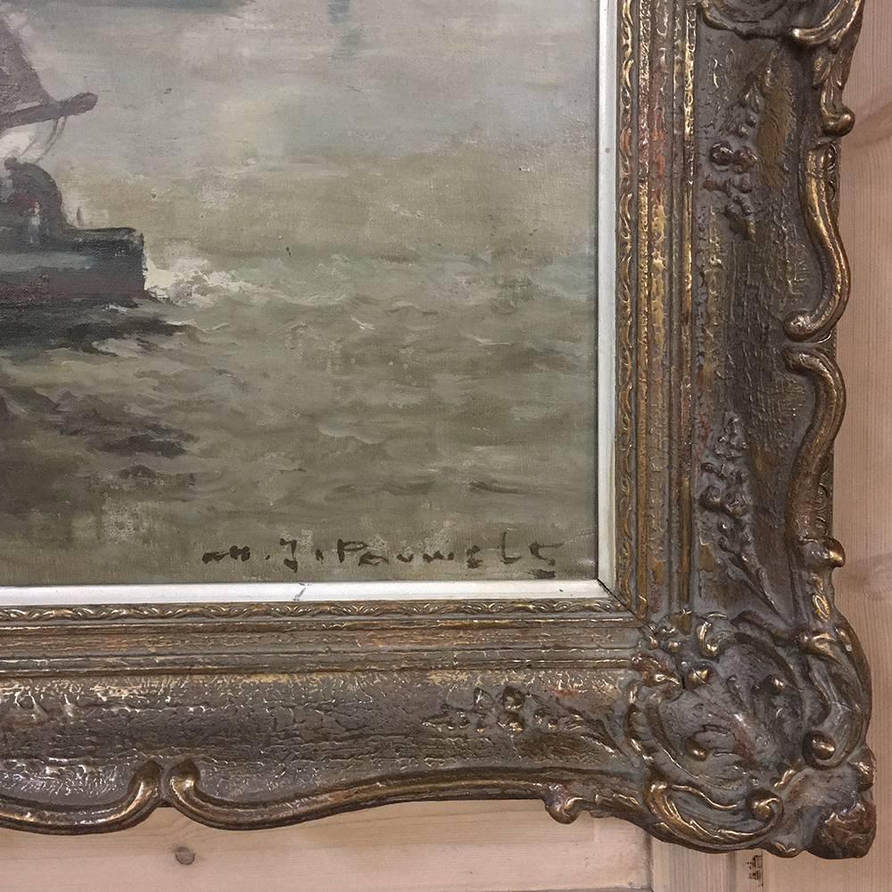 Antique Framed Oil Painting on Canvas by Henri Joseph Pauwels 2