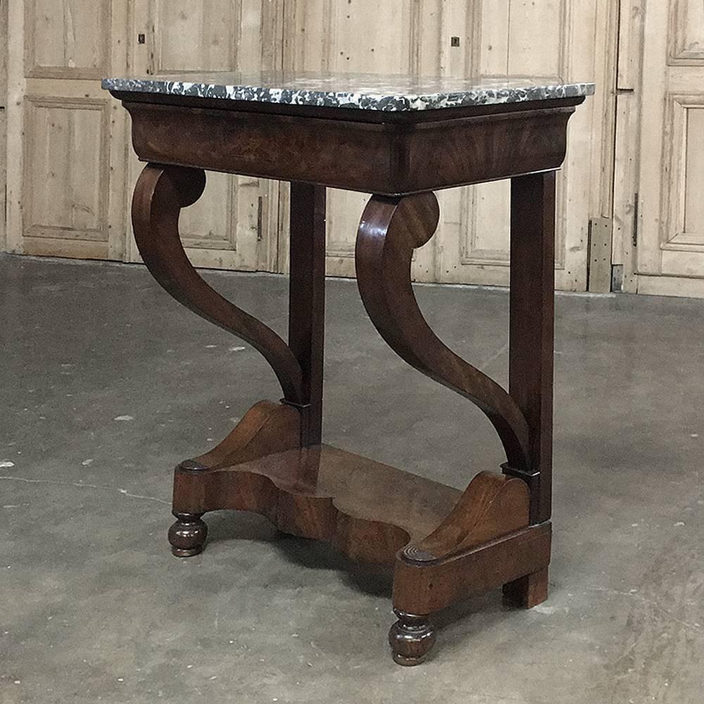 Hand-Crafted 19th Century, French, Louis Philippe Mahogany Marble-Top Console