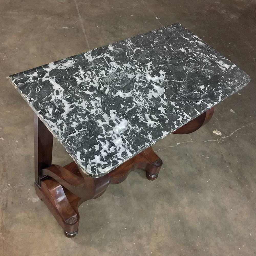 19th Century, French, Louis Philippe Mahogany Marble-Top Console In Good Condition In Dallas, TX