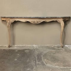 19th Century Grand French Regence Stripped Oak Marble Top Console