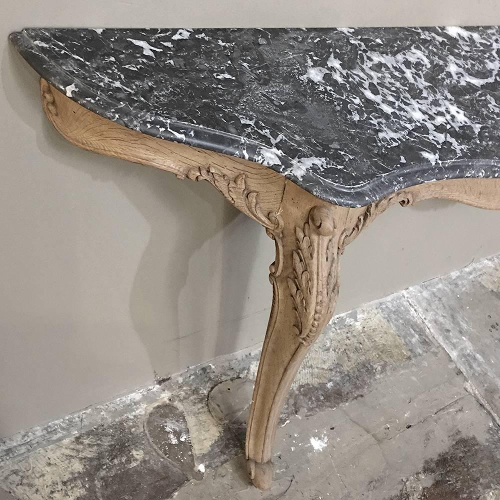 Late 19th Century 19th Century Grand French Regence Stripped Oak Marble Top Console