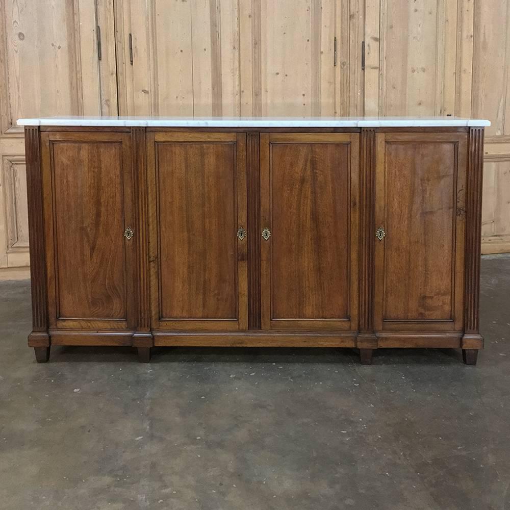 19th Century French Directoire Marble-Top Mahogany Buffet In Good Condition In Dallas, TX