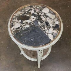19th Century French Louis XV Round Painted Marble-Top Lamp Table