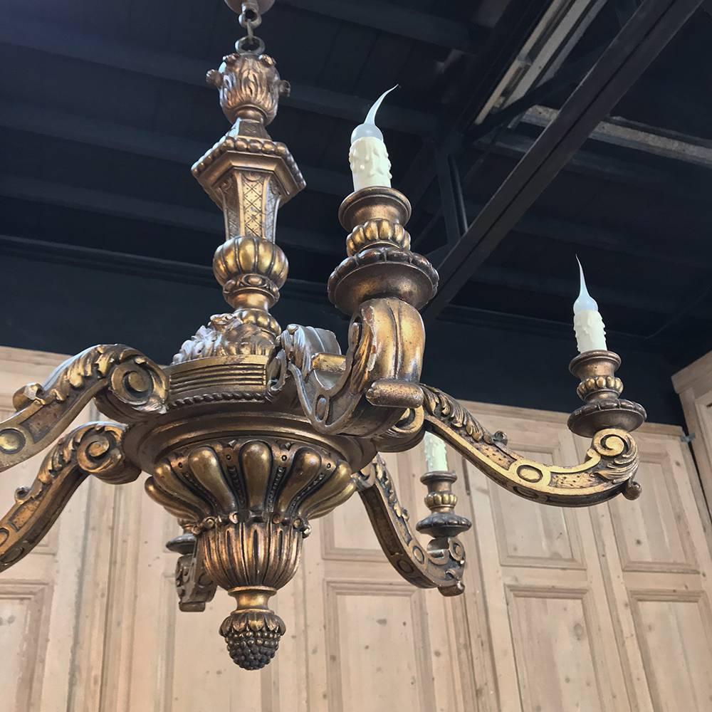 Early 20th Century Antique French Regence Hand-Carved Giltwood Chandelier