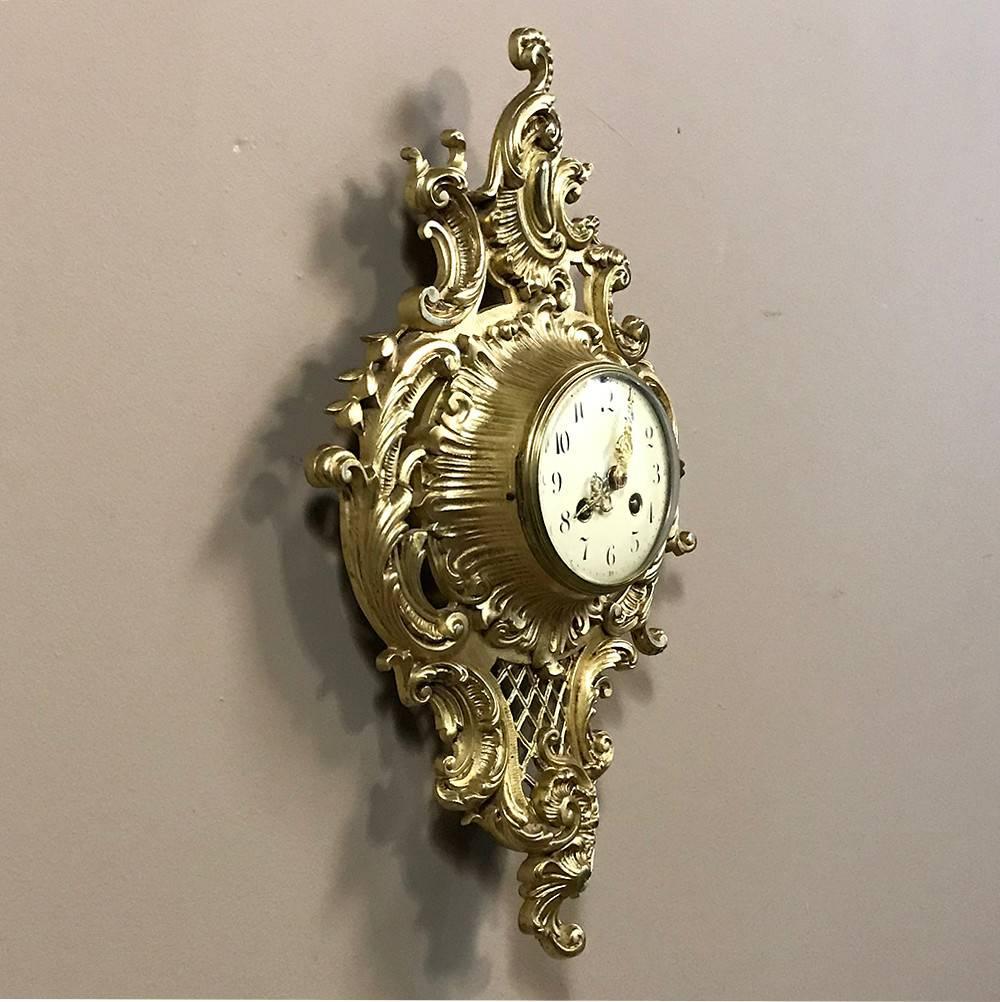 Antique French Louis XV Bronze Wall Clock or Cartel For Sale at 1stDibs