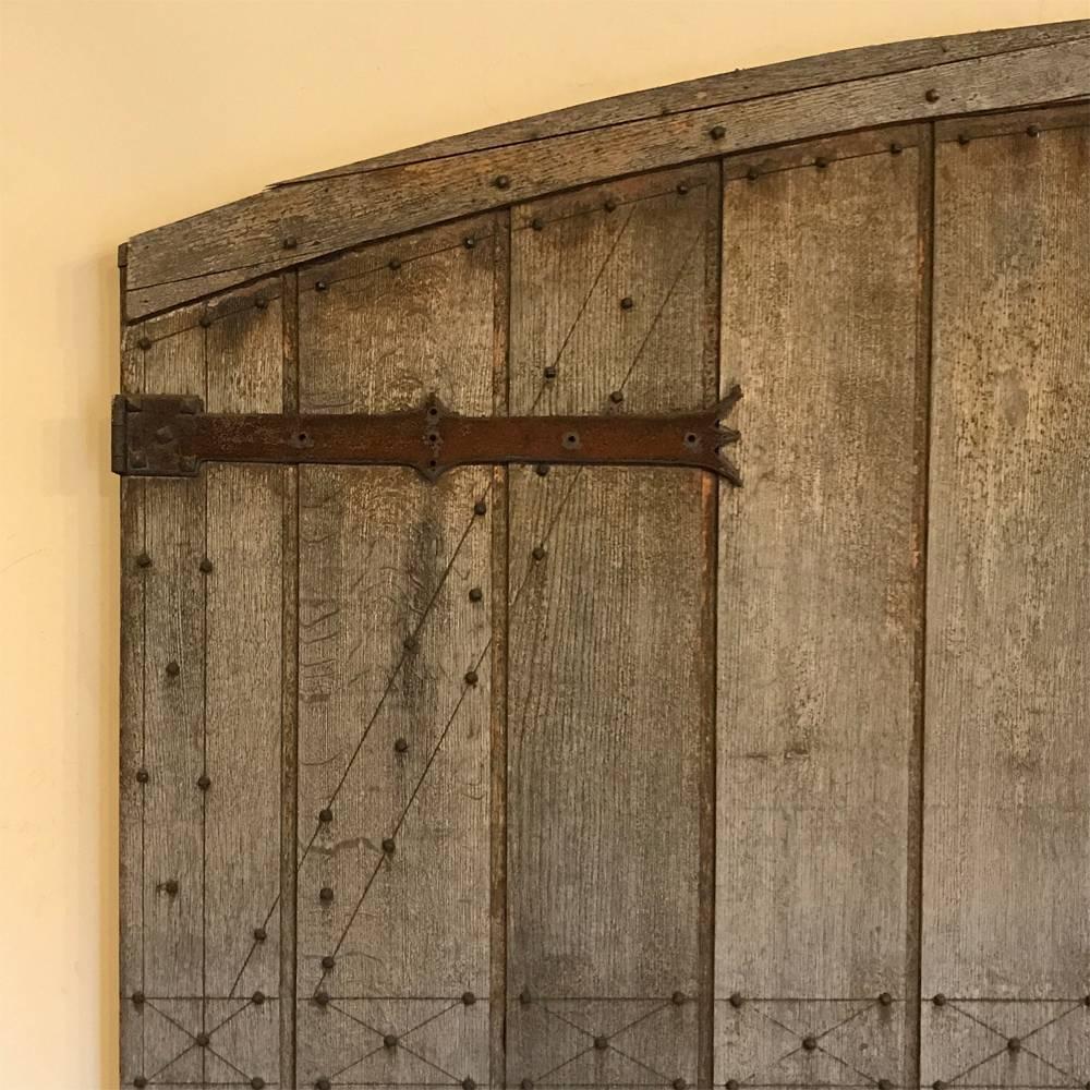 Hand-Crafted Grand 18th Century Oak and Forged Iron Barn Doors