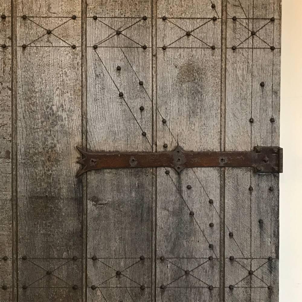 French Grand 18th Century Oak and Forged Iron Barn Doors