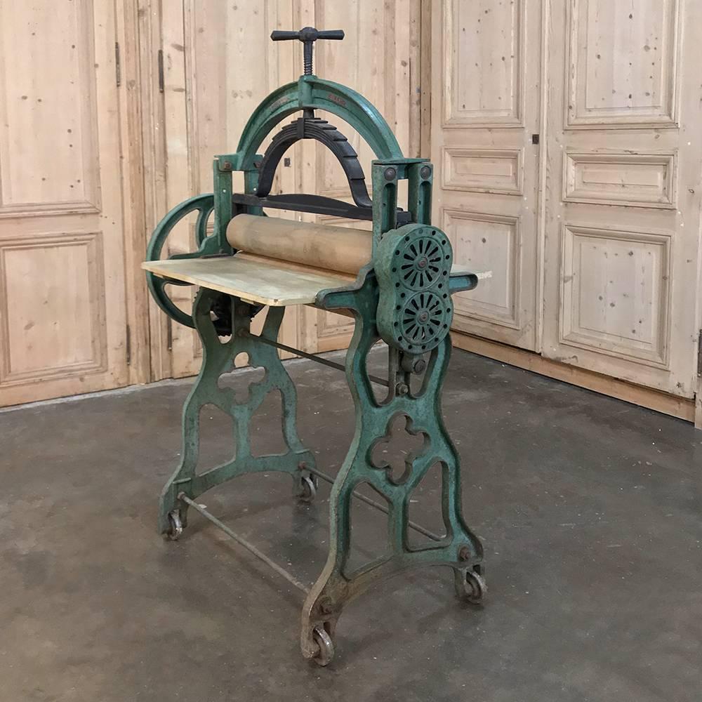 Early 20th Century Antique Industrial Laundry Cloth Roller Press