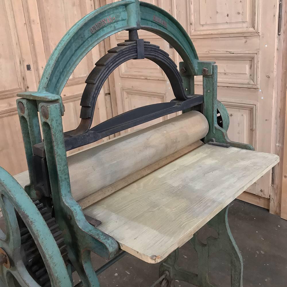 Belgian Antique Industrial Laundry Cloth Roller Press