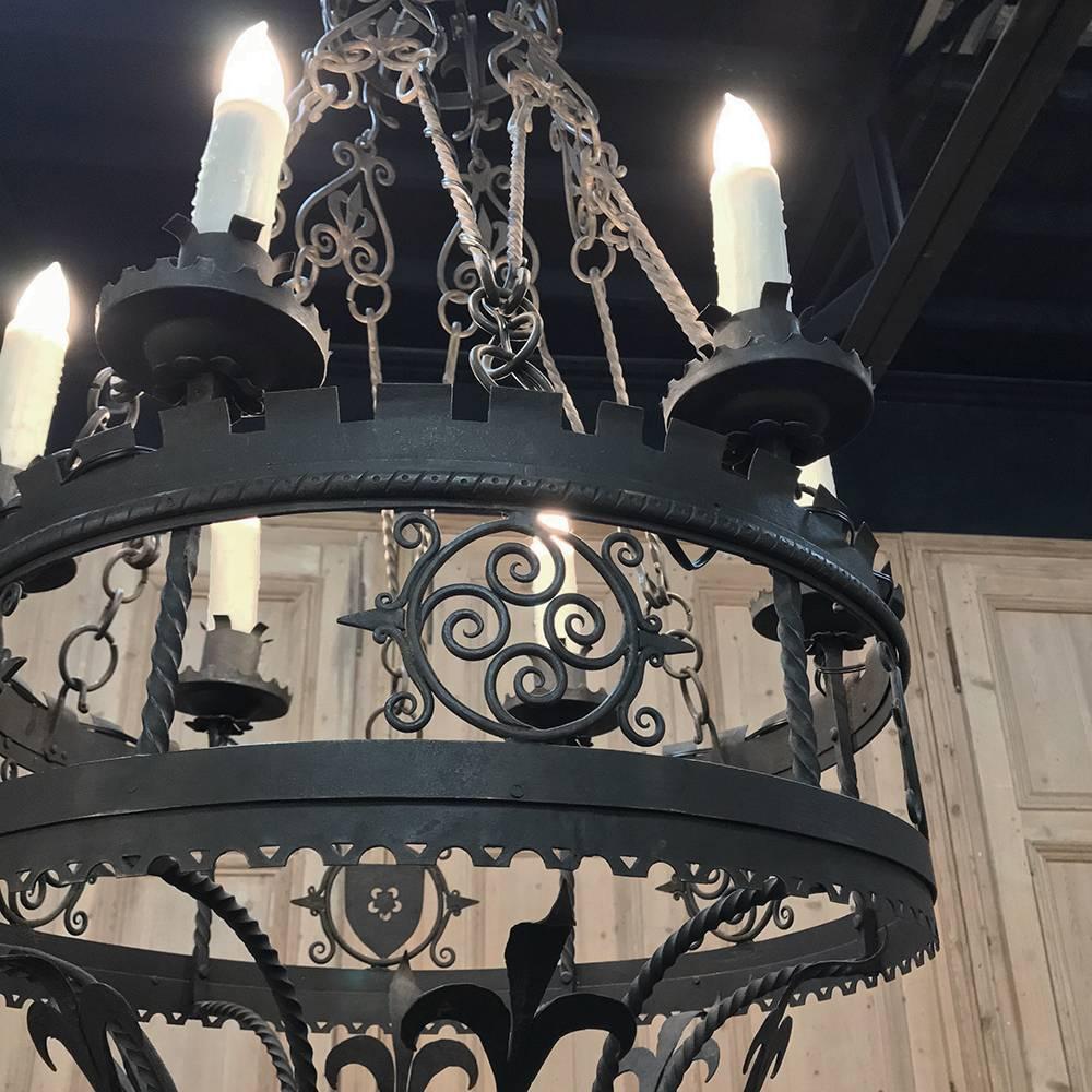 20th Century Antique Italian Wrought Iron Chandelier