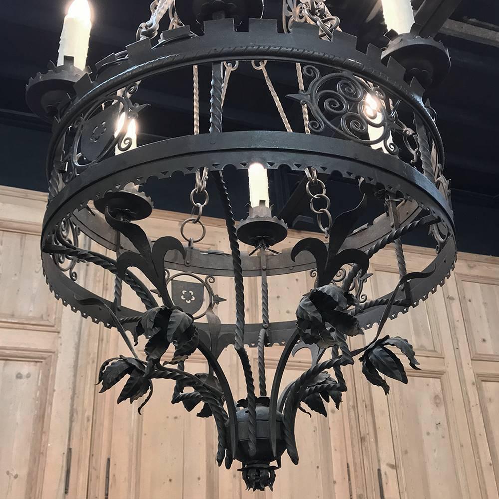 Country Antique Italian Wrought Iron Chandelier