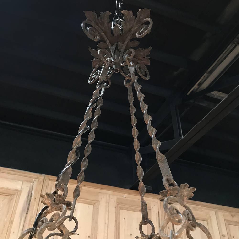 Antique Italian Wrought Iron Chandelier In Good Condition In Dallas, TX