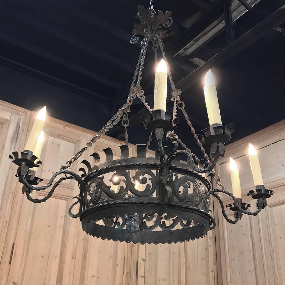Late 19th Century Antique Italian Wrought Iron Chandelier