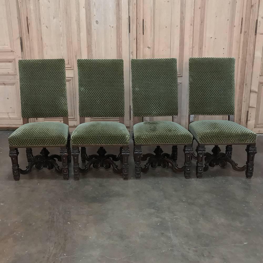 Upholstery Set of Four 19th Century French Louis XIV Chairs