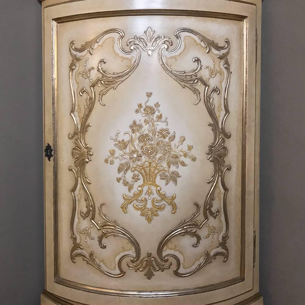 Antique Italian Baroque Painted Corner Cabinet 1