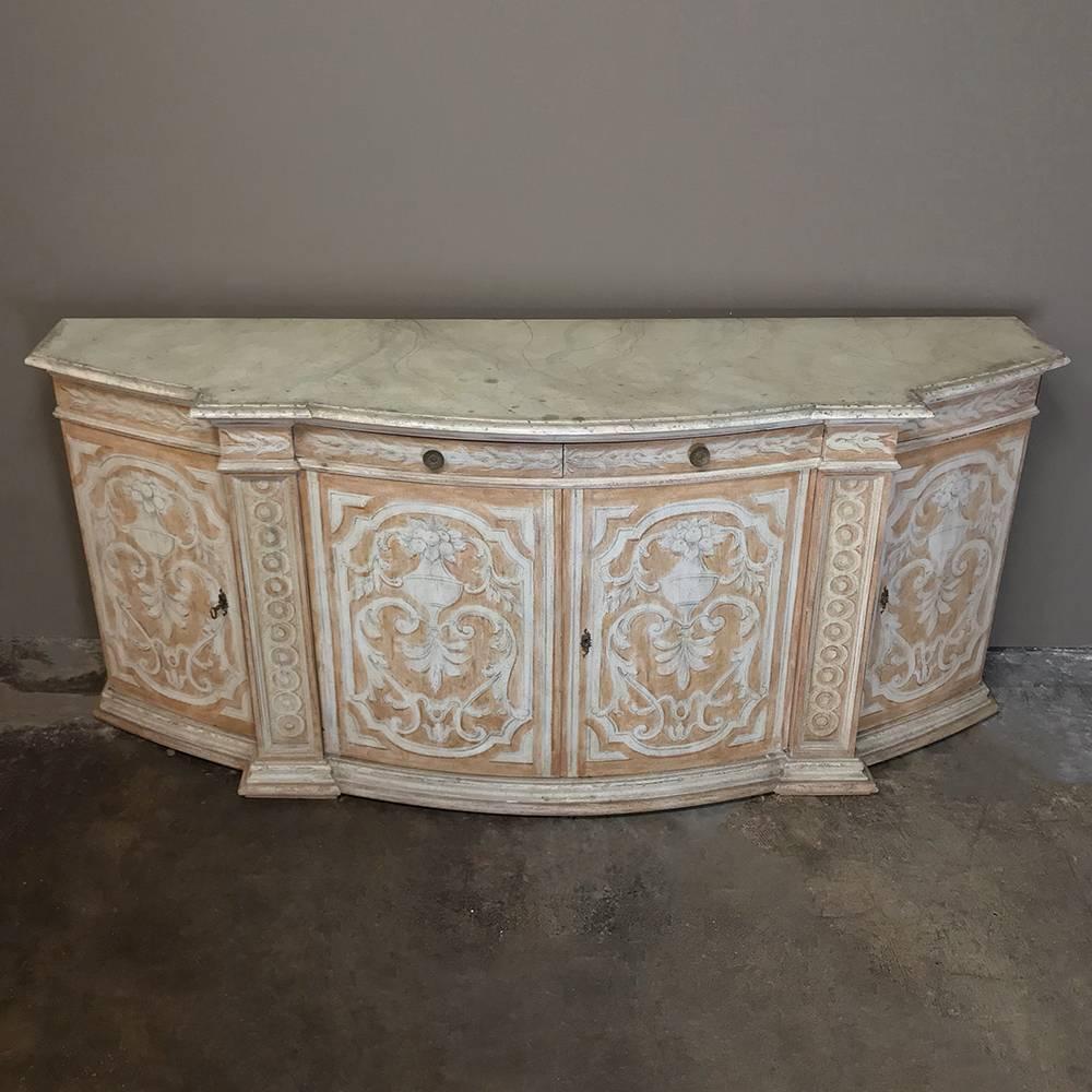 Baroque Revival 19th Century Venetian Painted Bow Front Buffet