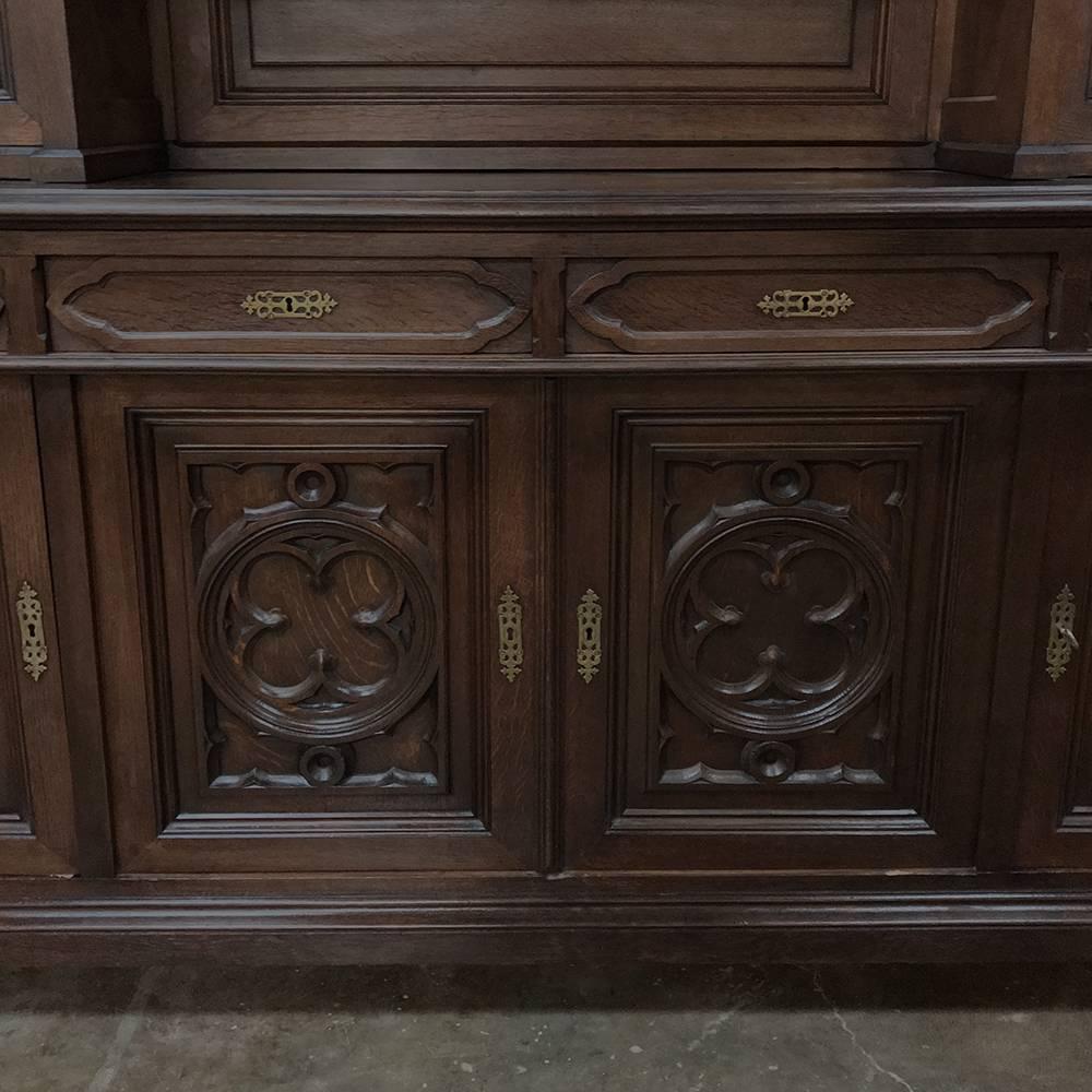 19th Century Gothic Walnut Bookcase 1