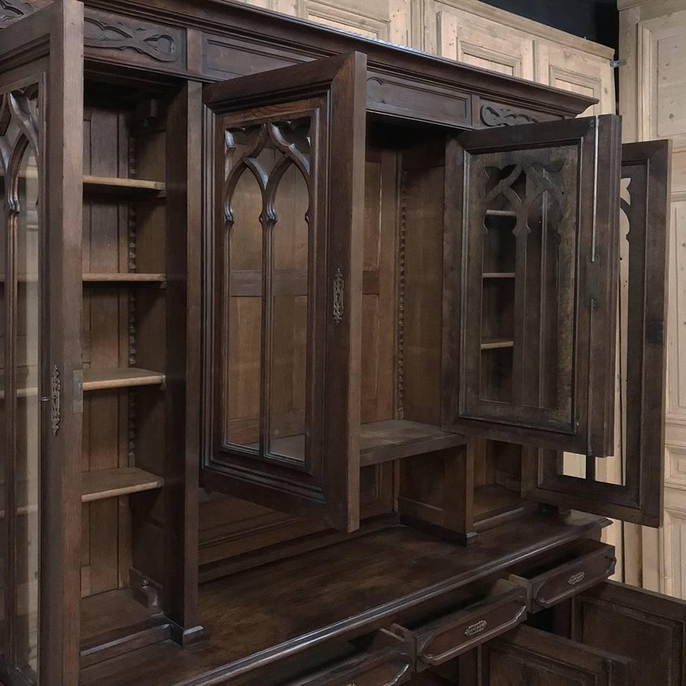 European 19th Century Gothic Walnut Bookcase