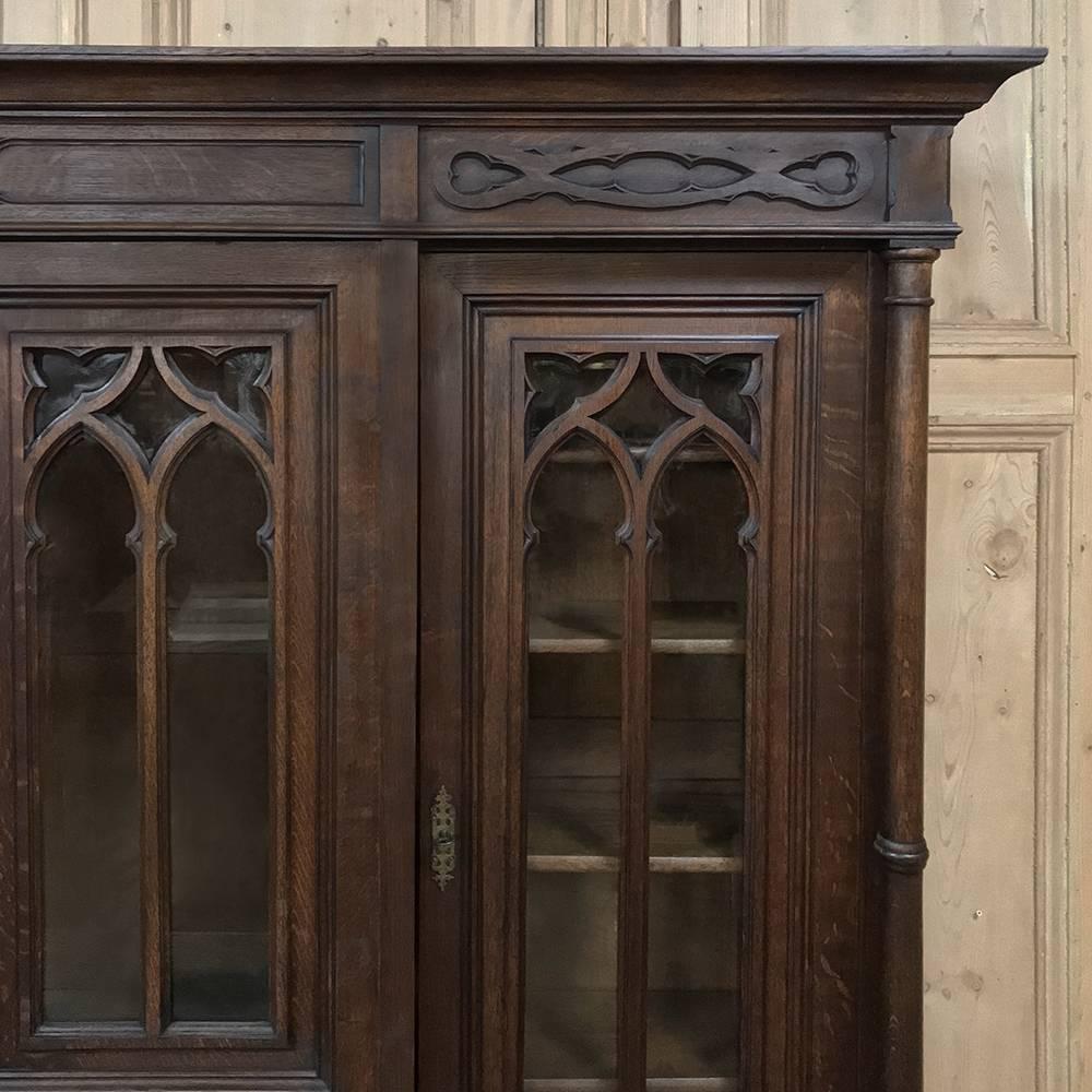 19th Century Gothic Walnut Bookcase 3