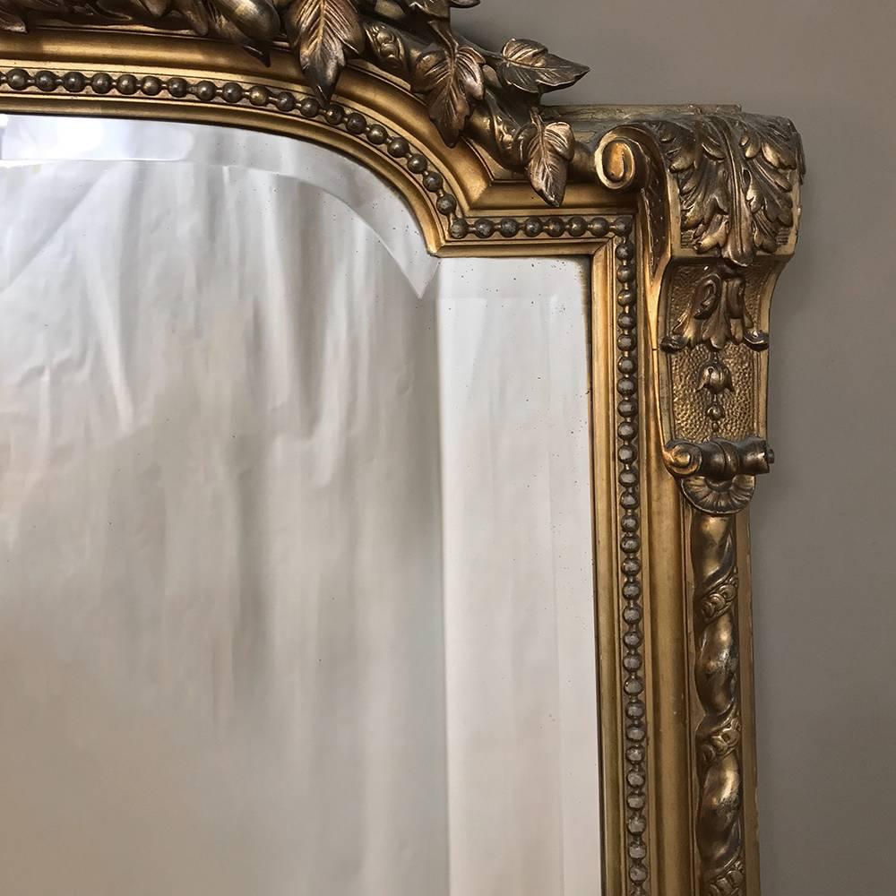 Mid-19th Century Grand 19th Century French Baroque Gilded Beveled Mirror