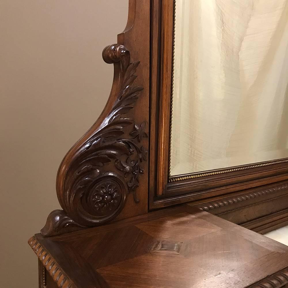 19th Century French Walnut Neoclassical Onyx Top Dresser 4
