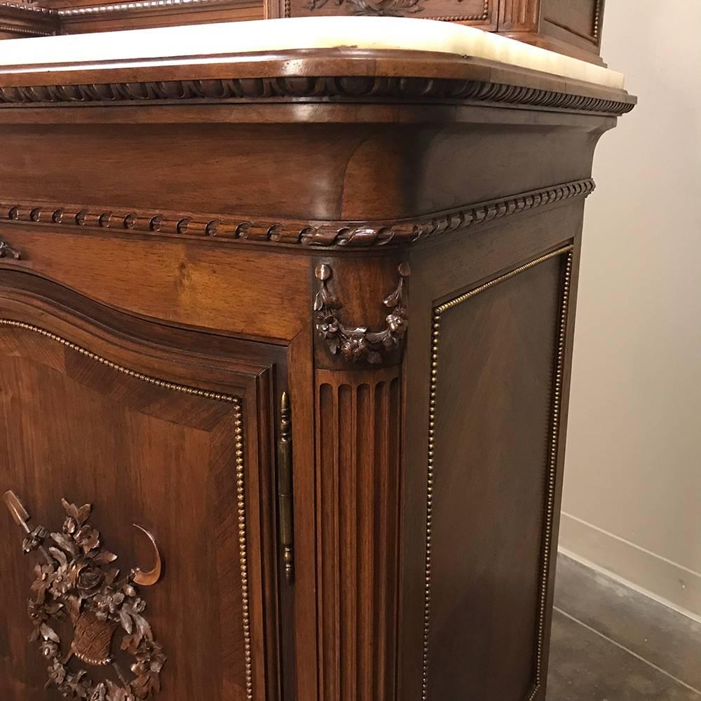 19th Century French Walnut Neoclassical Onyx Top Dresser 2