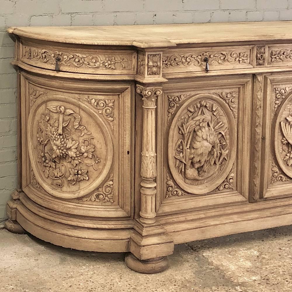 Hand-Carved 19th Century, French Renaissance Stripped Oak Buffet