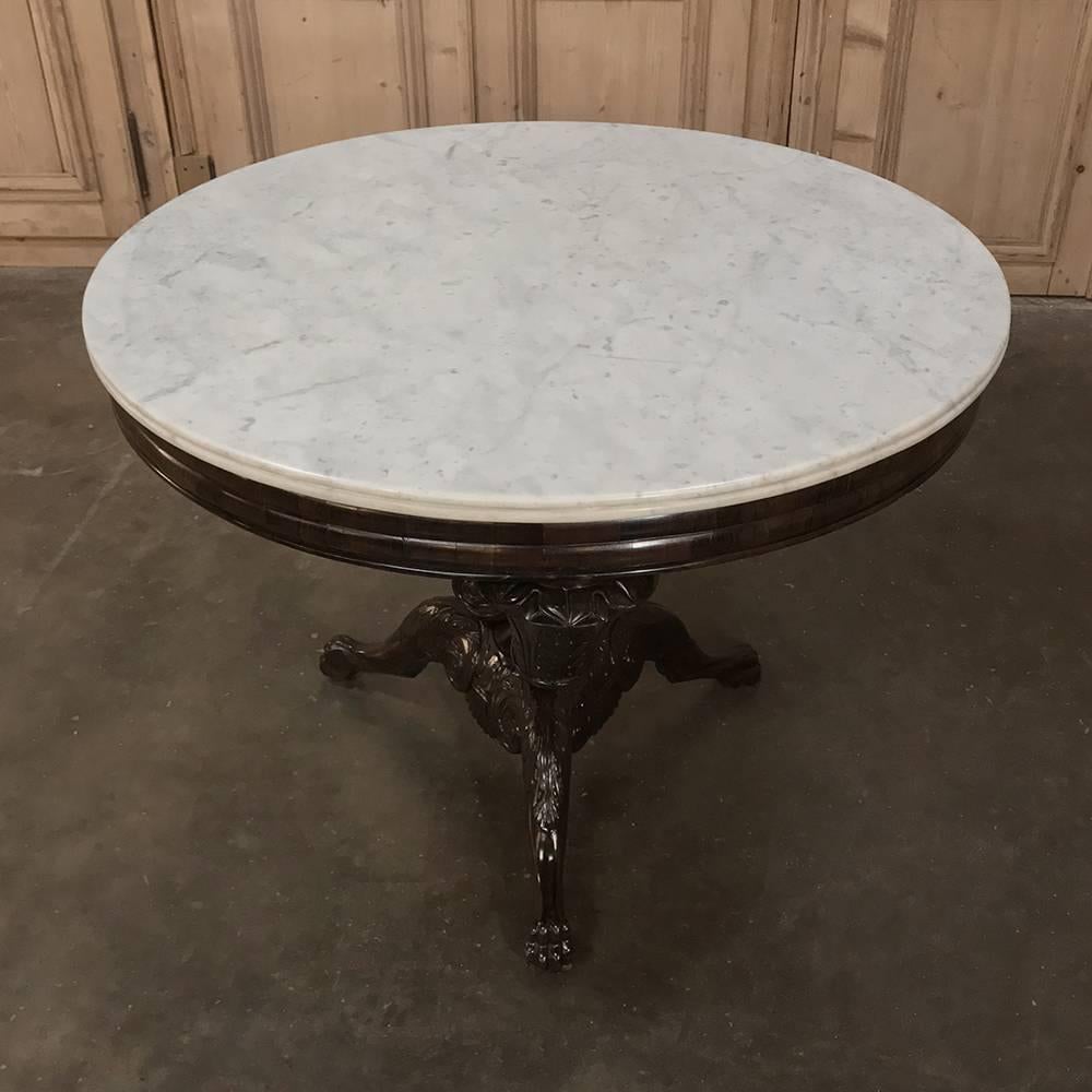 Mid-19th Century Rosewood and Cararra Marble Genovese Center Table 5