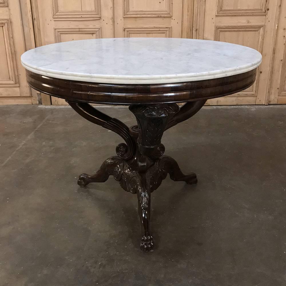 Mid-19th Century Rosewood and Cararra Marble Genovese Center Table 4