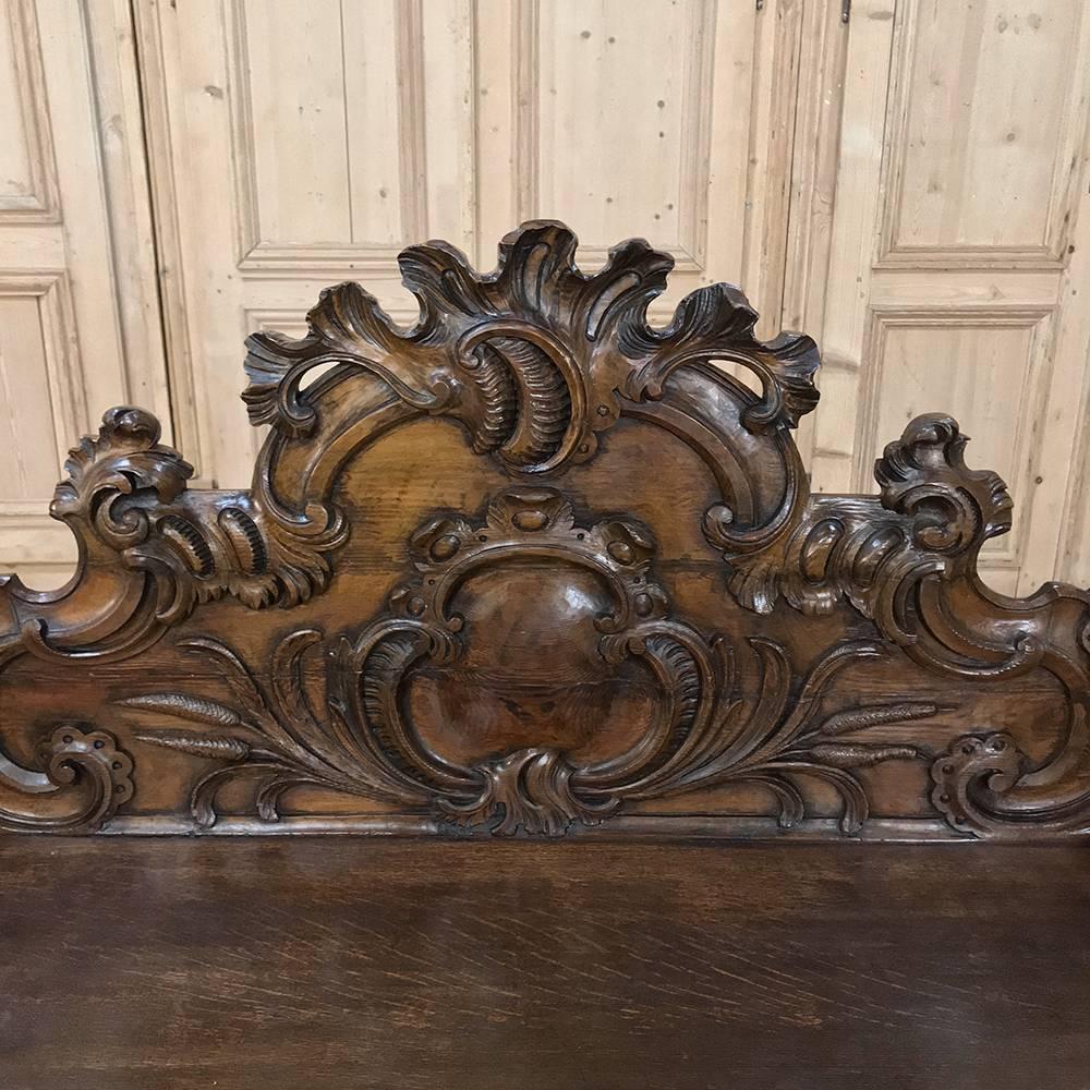 19th Century Italian Baroque Walnut Hall Bench 5