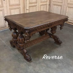 19th Century, French Renaissance Dolphin Desk, Writing Table