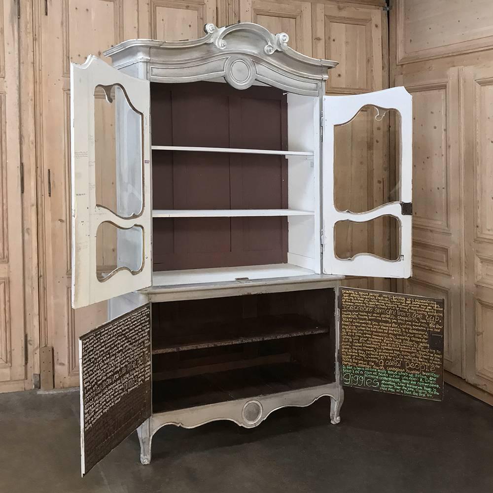 19th Century Country French Louis Philippe Whitewashed Bookcase or Vitrine In Good Condition In Dallas, TX