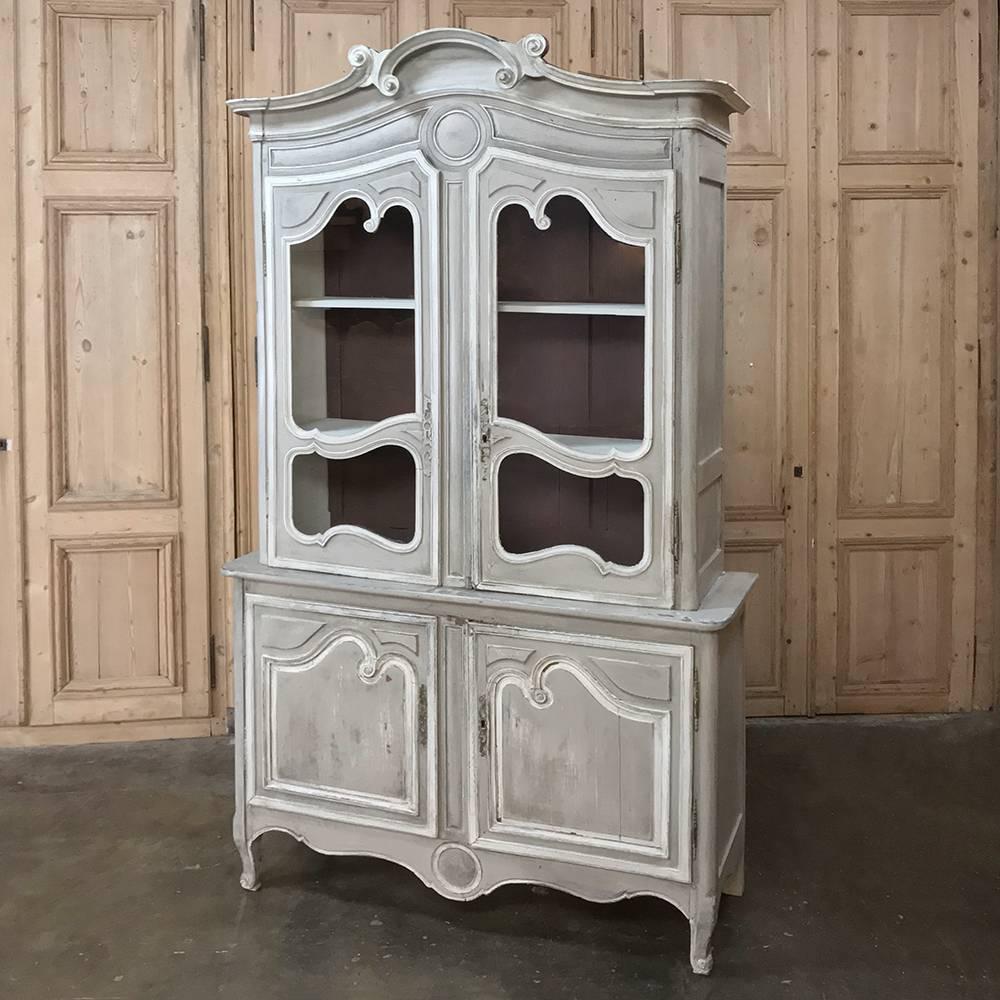 19th Century Country French Louis Philippe Whitewashed Bookcase or Vitrine 1