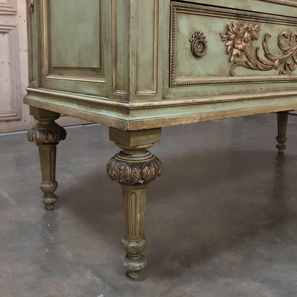19th Century Italian Neoclassical Painted Marble-Top Commode 3