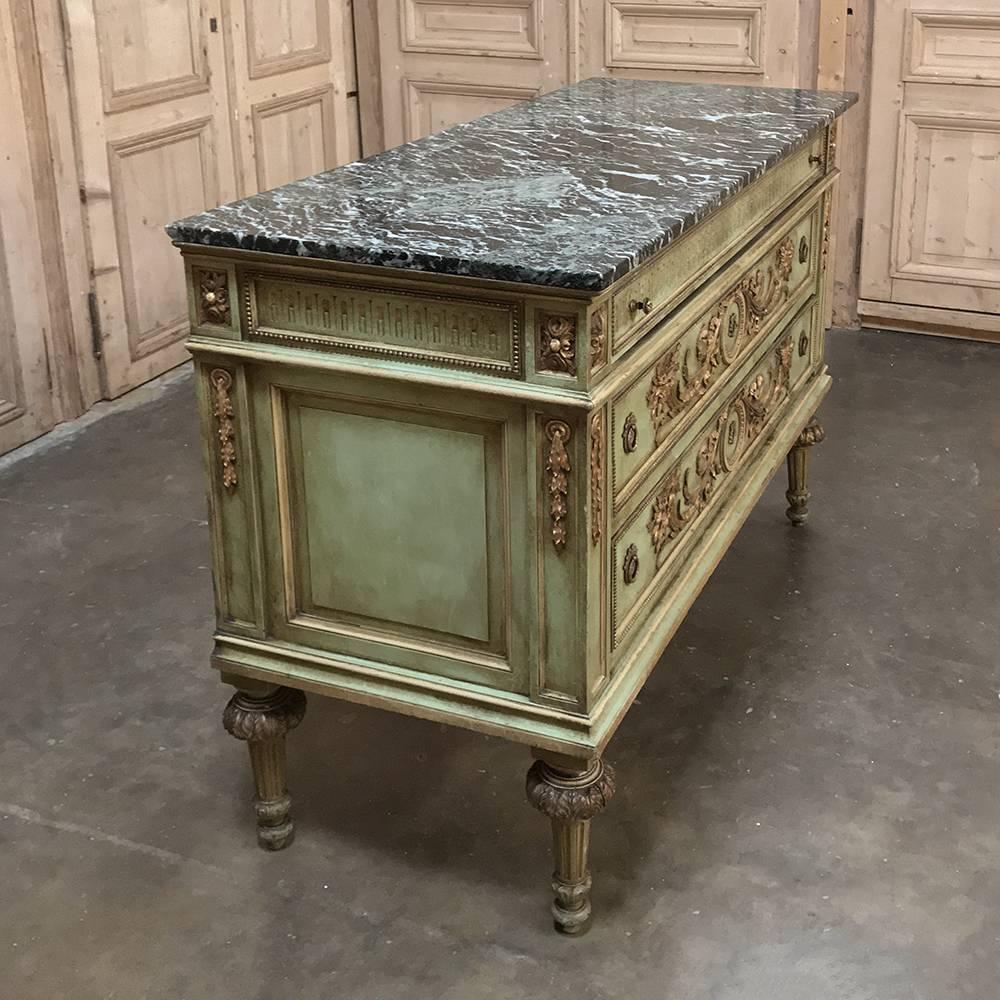19th Century Italian Neoclassical Painted Marble-Top Commode 5