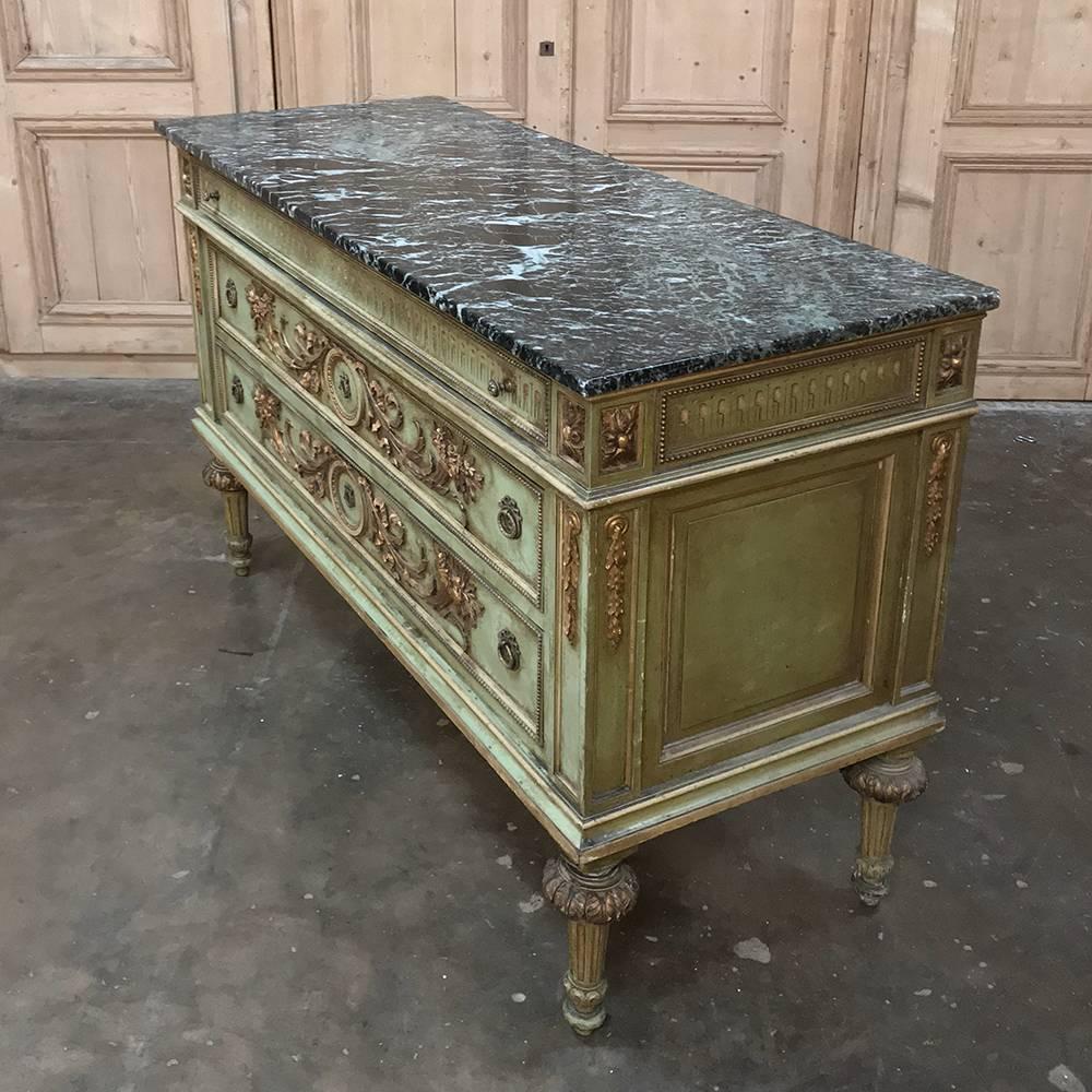 19th Century Italian Neoclassical Painted Marble-Top Commode 4