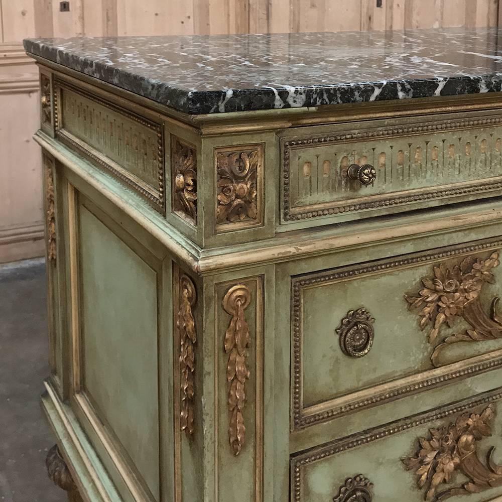 19th Century Italian Neoclassical Painted Marble-Top Commode 1