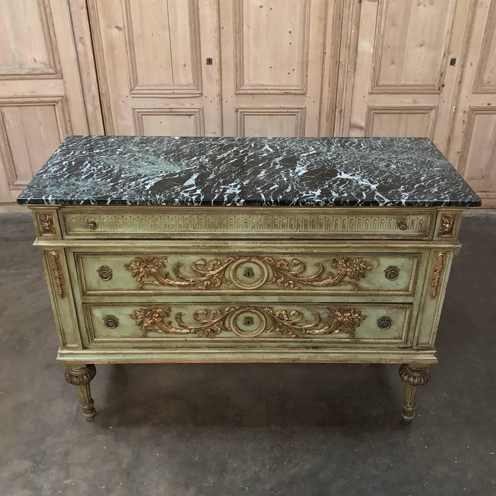 Late 19th Century 19th Century Italian Neoclassical Painted Marble-Top Commode
