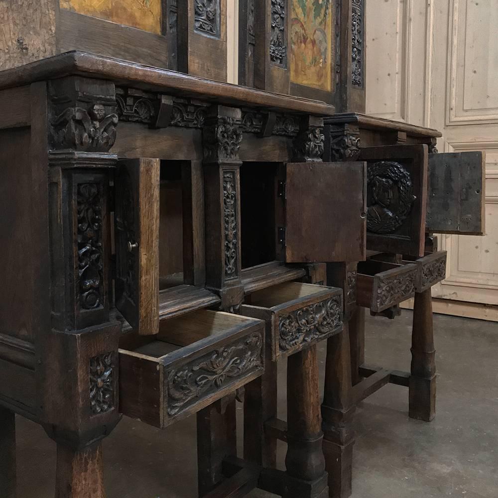 European Pair of Renaissance Revival Boiserie Collector's Cabinets