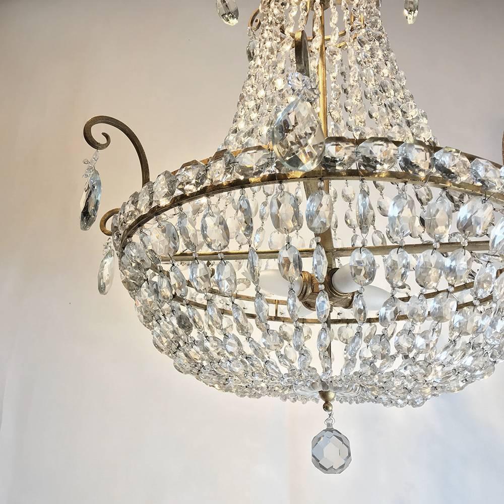 Italian Mid-Century Antique Crystal Chandelier