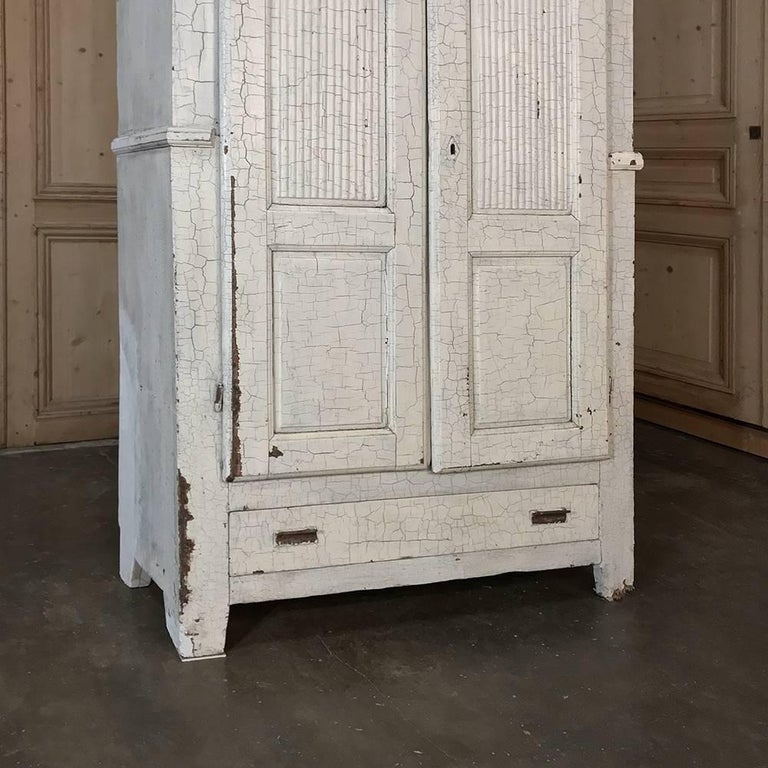 19th Century Swedish Rustic Distressed Painted Armoire For Sale at 1stdibs