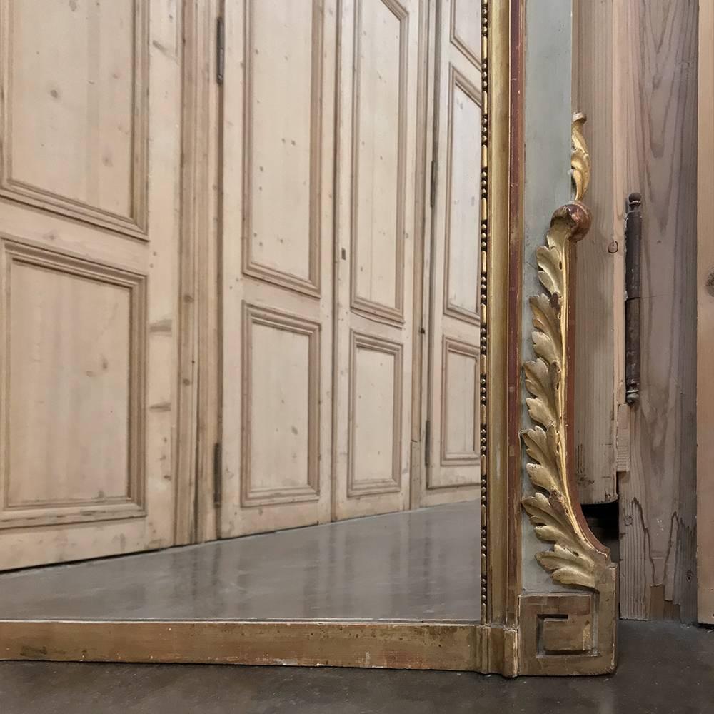 French Louis XVI Gilded and Painted Mirror, 19th Century In Good Condition In Dallas, TX