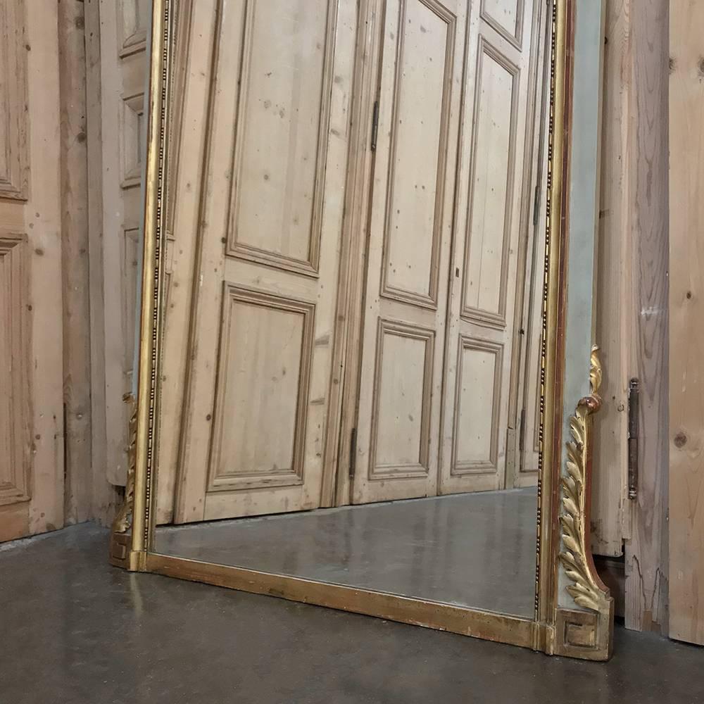 Hand-Painted French Louis XVI Gilded and Painted Mirror, 19th Century