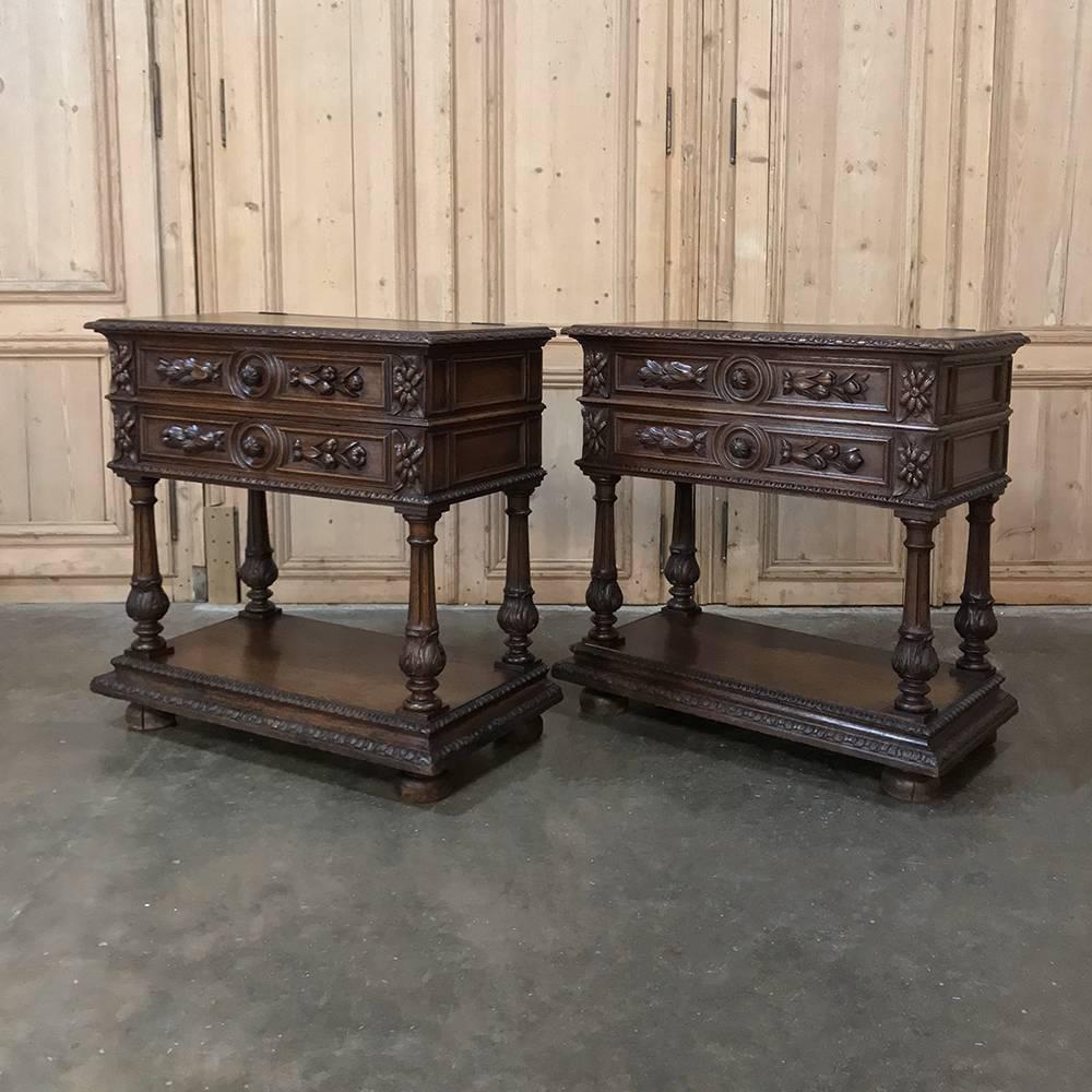 Pair of 19th Century Renaissance Servers, Silver Cabinets 1