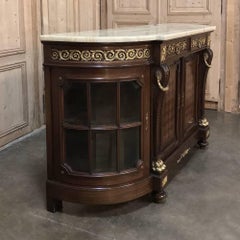 19th Century French Louis XIV Mahogany Onyx Top Display Buffet
