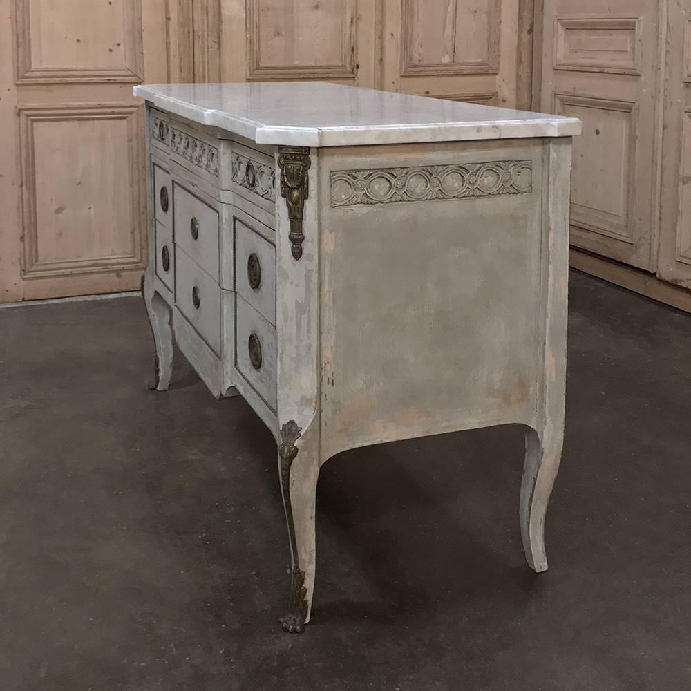 19th Century French Louis XVI Painted Marble-Top Commode 3